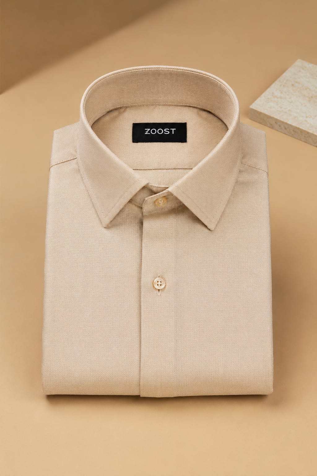 Classic Beige Formal Dress Shirt – Premium Regular Fit
